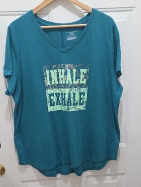 Tek Gear Teal DryTek Athletic Tee with Lime Logo 1X